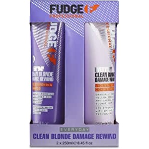Fudge  Professional Everyday Clean Blonde Damage Rewind Purple Shampoo and Conditioner Offer
