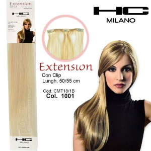 Hc milano extension 3 clip no remy 14-16cm long 50cm col.1001 natural platinum blonde 12,0