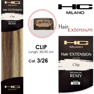 Hc milano extension 3 remy clips 14-16cm wide 50cm col.3/26 mixed golden brown/ultralight blonde 4,3/11,0