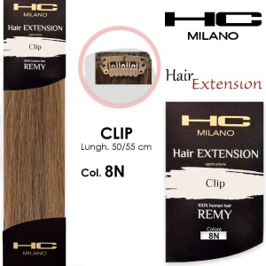 Hc milano extension 3 clip remy wide 14-16cm length 50cm col.8n dark blonde 6
