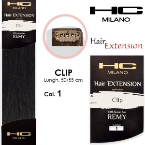Hc milano extension 3 remy clips 14-16cm wide 50cm long col.1 black