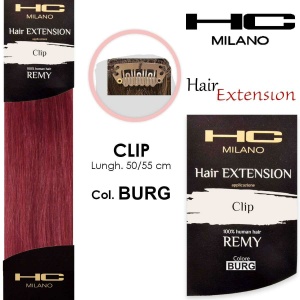 Hc milano extension 3 clip remy 14-16cm wide 50cm length col.burgundy