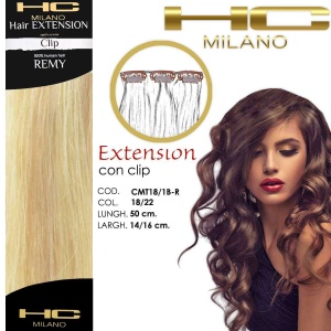 Hc milano extension 3 clip remy 14-16cm wide 50cm length col.18/22 mixed lightening enhancer/platinum ash blonde 12/12a
